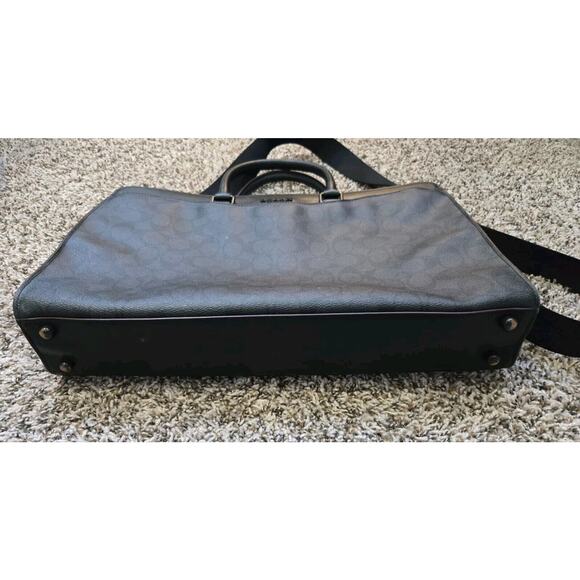 Coach Beckett Structured Brief Case In Signature Canvas Leather Black & Burgundy - Picture 7 of 16